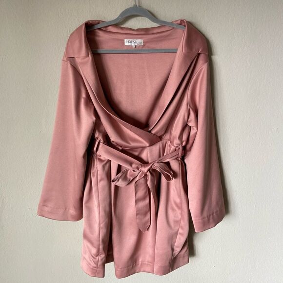 House of cb Mena Mini Pink Champagne Dress Wrap Size L - Picture 7 of 10